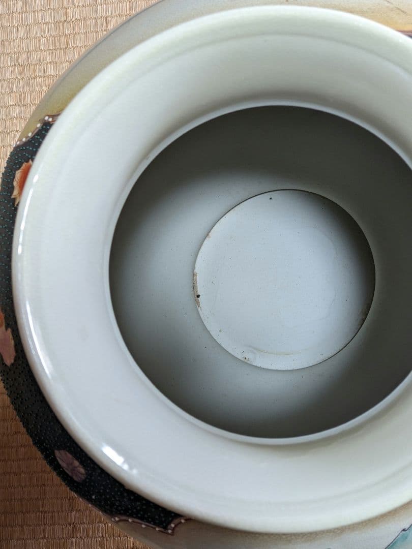 ♢ 美人花車上杉武田川中島決戦図 壷 薩摩 九谷焼 置物飾り 古美術骨董