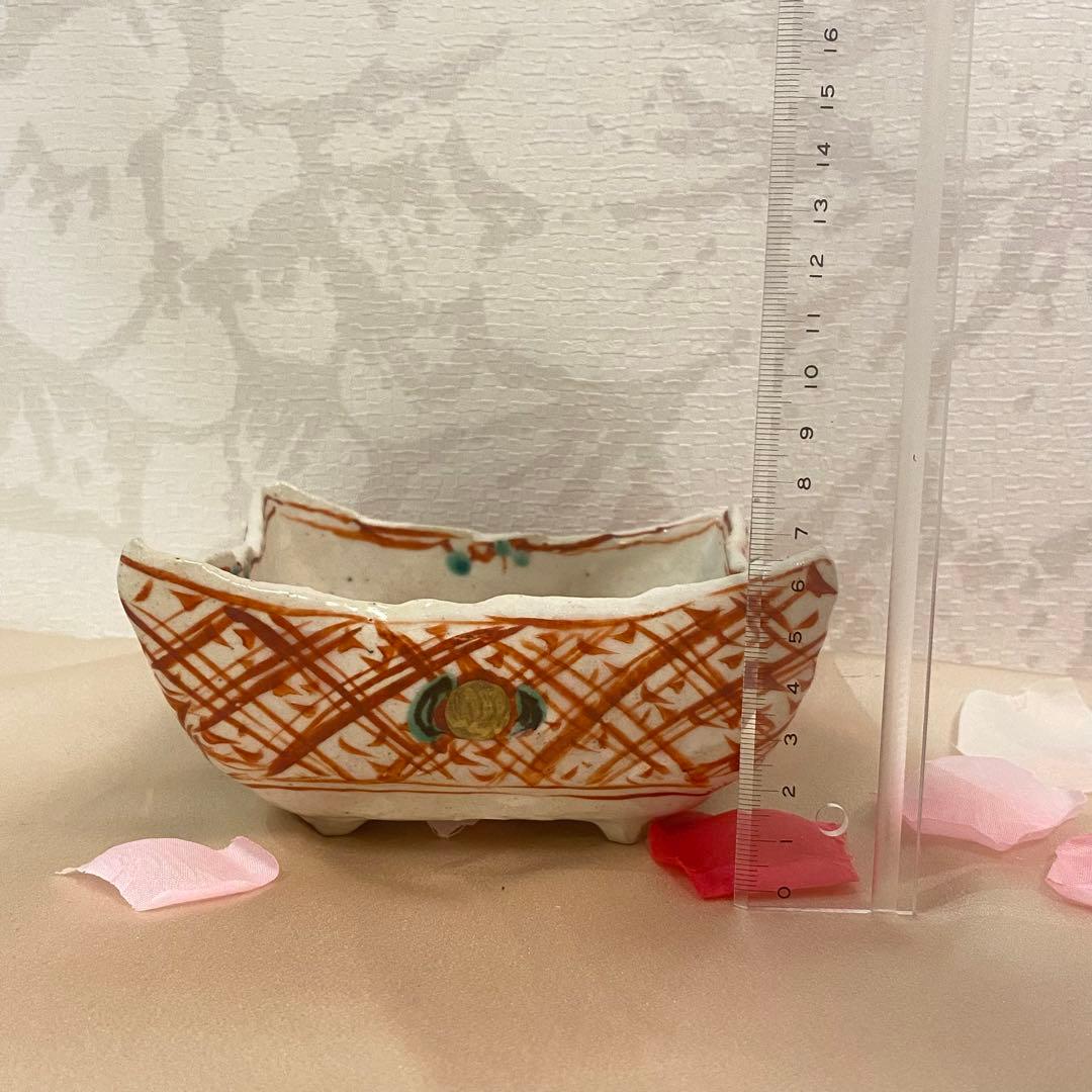 黒岩卓実 赤絵 角鉢　美濃焼き 赤　焼き物　作家もの 作家 赤鉢 お皿 食器