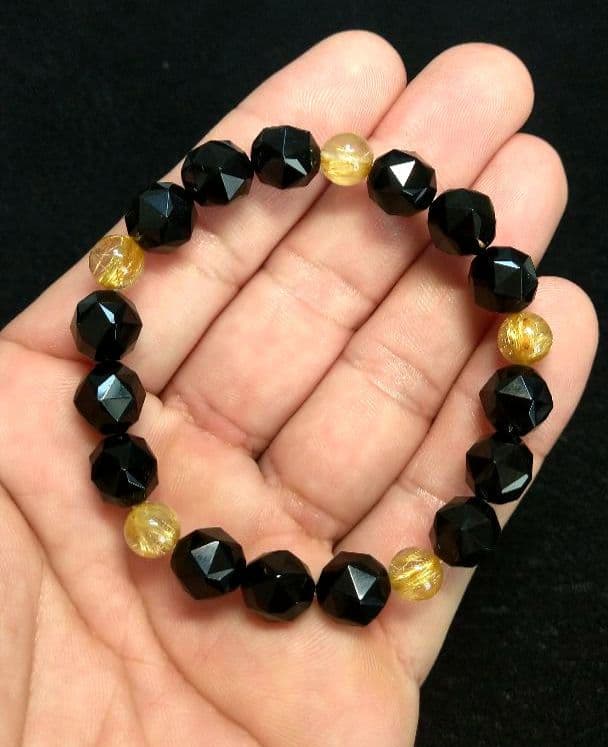 キラキラゴールドルチル＆スターカットモリオン　ブレスレット