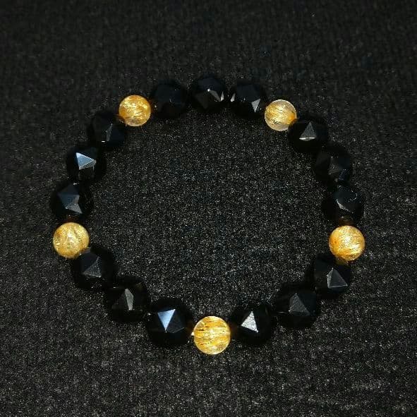 キラキラゴールドルチル＆スターカットモリオン　ブレスレット