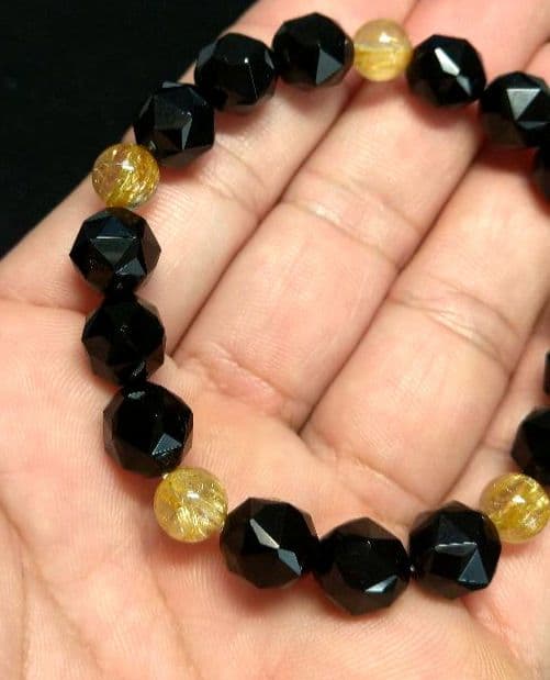 キラキラゴールドルチル＆スターカットモリオン　ブレスレット