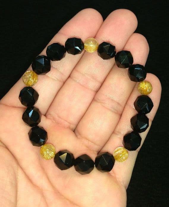 キラキラゴールドルチル＆スターカットモリオン　ブレスレット