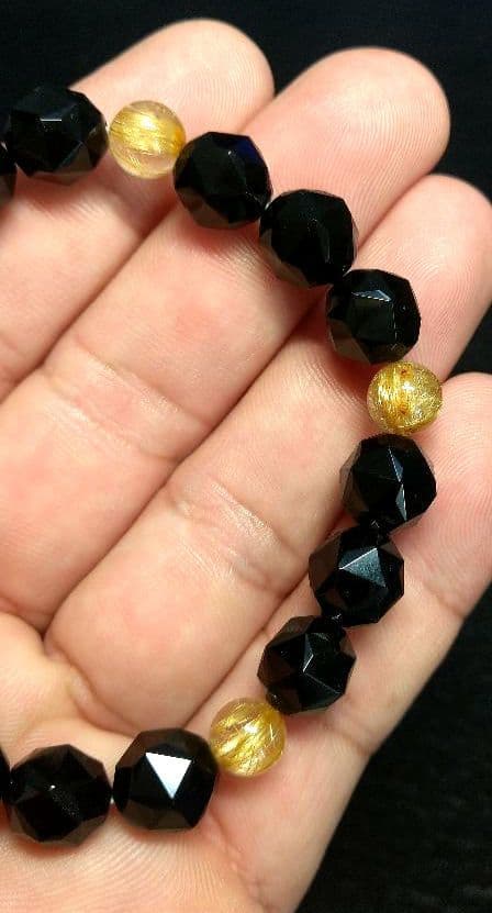 キラキラゴールドルチル＆スターカットモリオン　ブレスレット