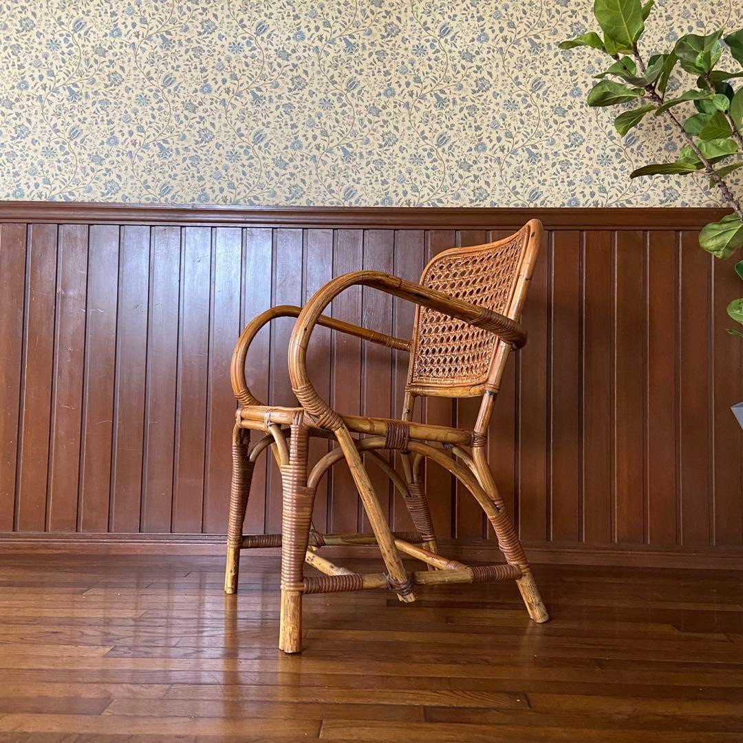 オールド ラタン チェア　ビンテージチェア　アンティークラタン　籐椅子