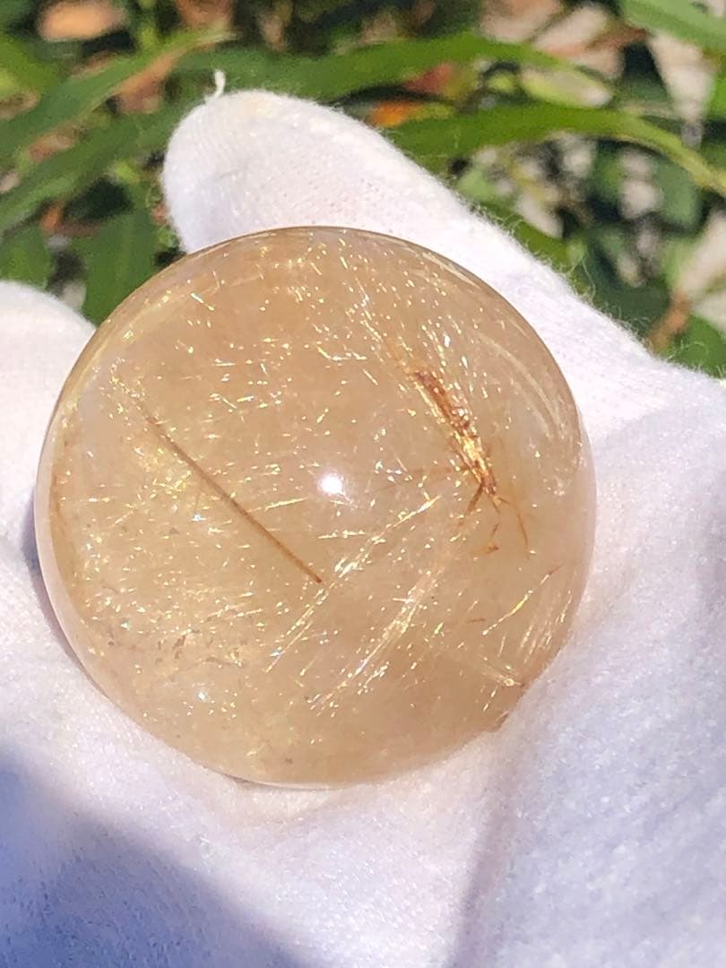 ❤️ ✳金運アップ レア　35.5mm ゴールド　ルチルクォーツ 丸玉（75）