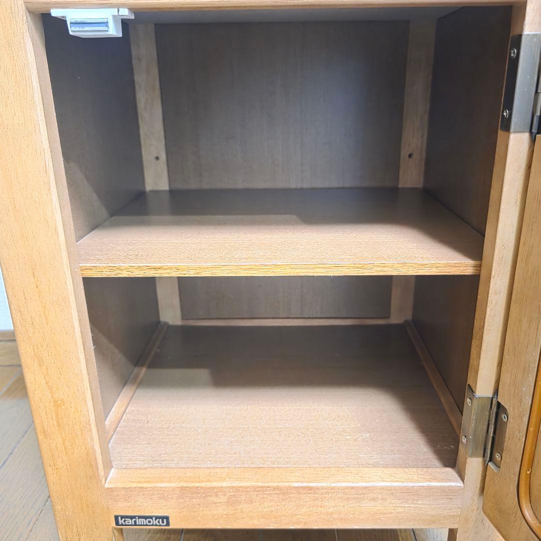 258】美品　カリモク　電話台　サイドテーブル　カントリー調　キャビネット