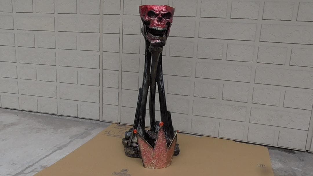 スカル ドクロ 頭蓋骨 アート オブジェ 展示品 灰皿 王冠 75センチ