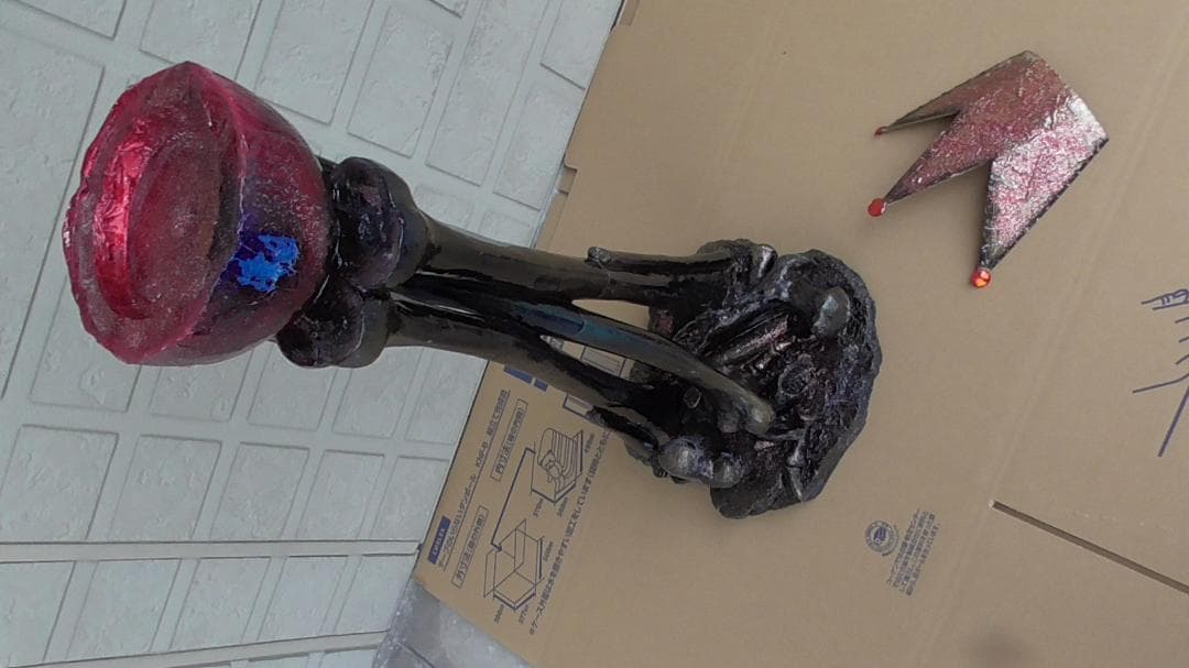 スカル ドクロ 頭蓋骨 アート オブジェ 展示品 灰皿 王冠 75センチ