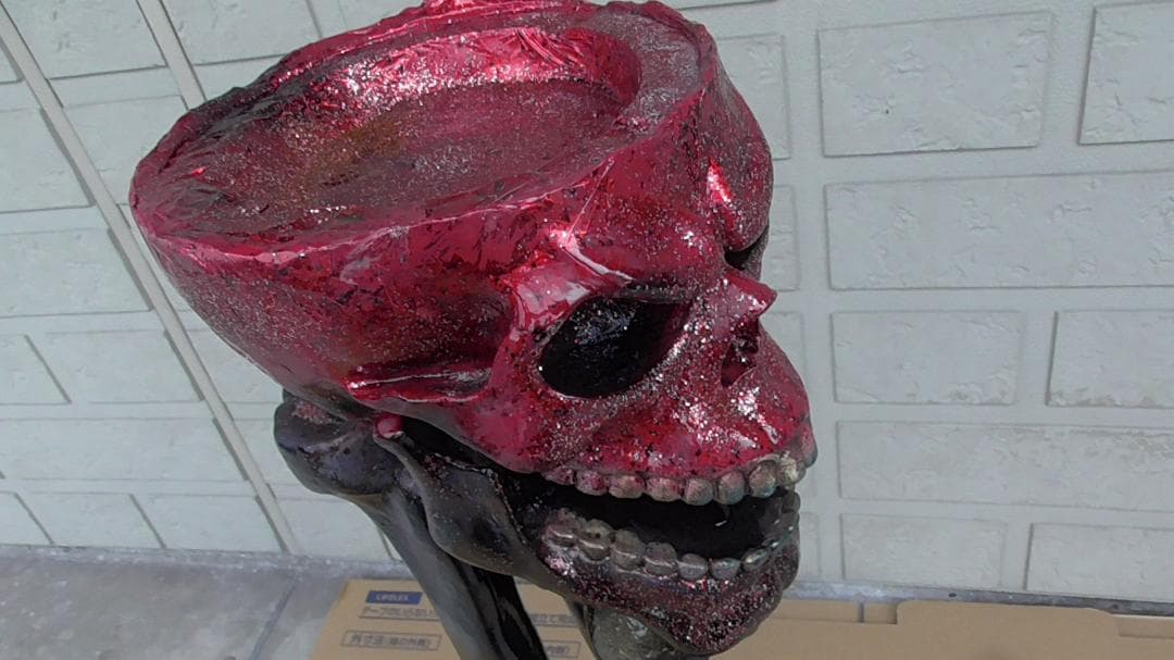 スカル ドクロ 頭蓋骨 アート オブジェ 展示品 灰皿 王冠 75センチ