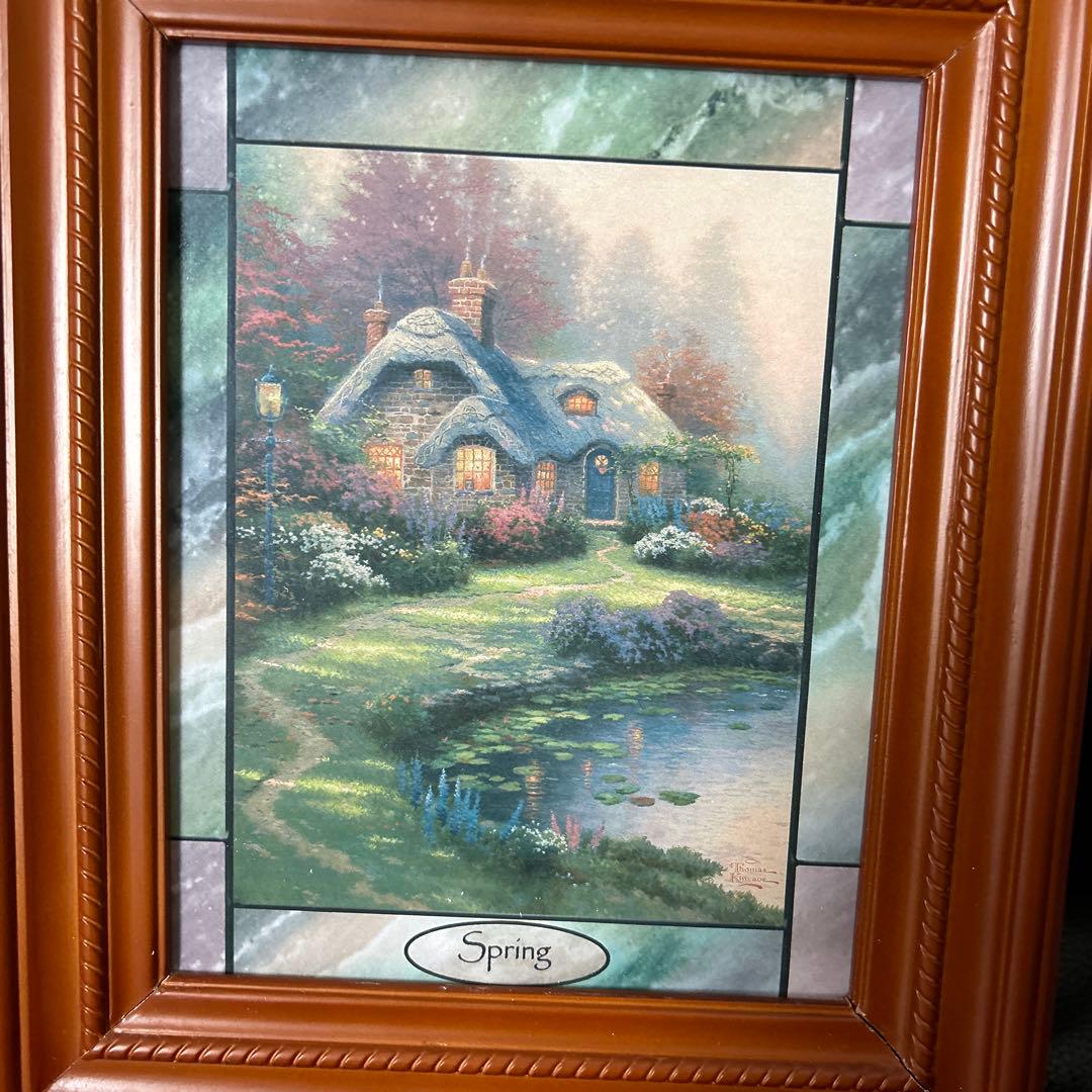 ★トーマス・キンケード/4シーズン 壁掛け時計　春夏秋冬の４枚のパネル付き★