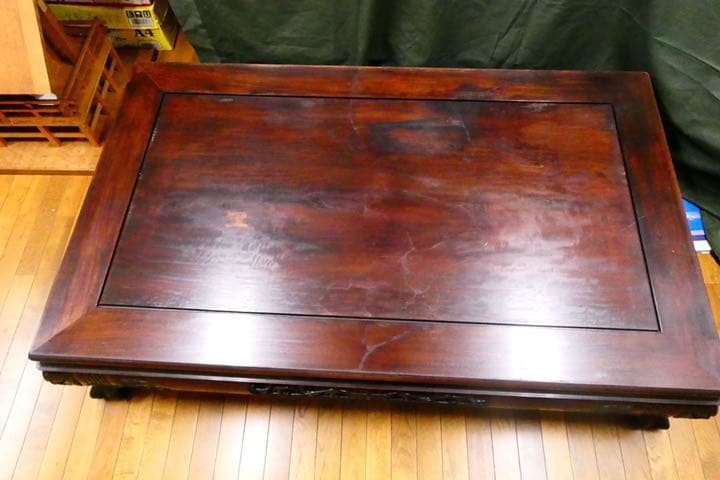 黒檀彫刻脚座卓 - メルカリ