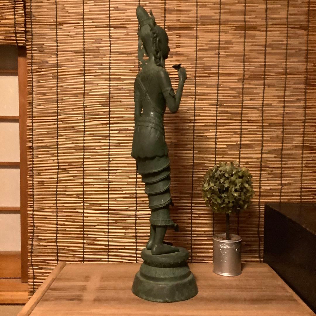 古玩・ビルマ期「女神像」土着信仰・ミャンマー・ダーミカラマ・ビルマ寺院・唐金