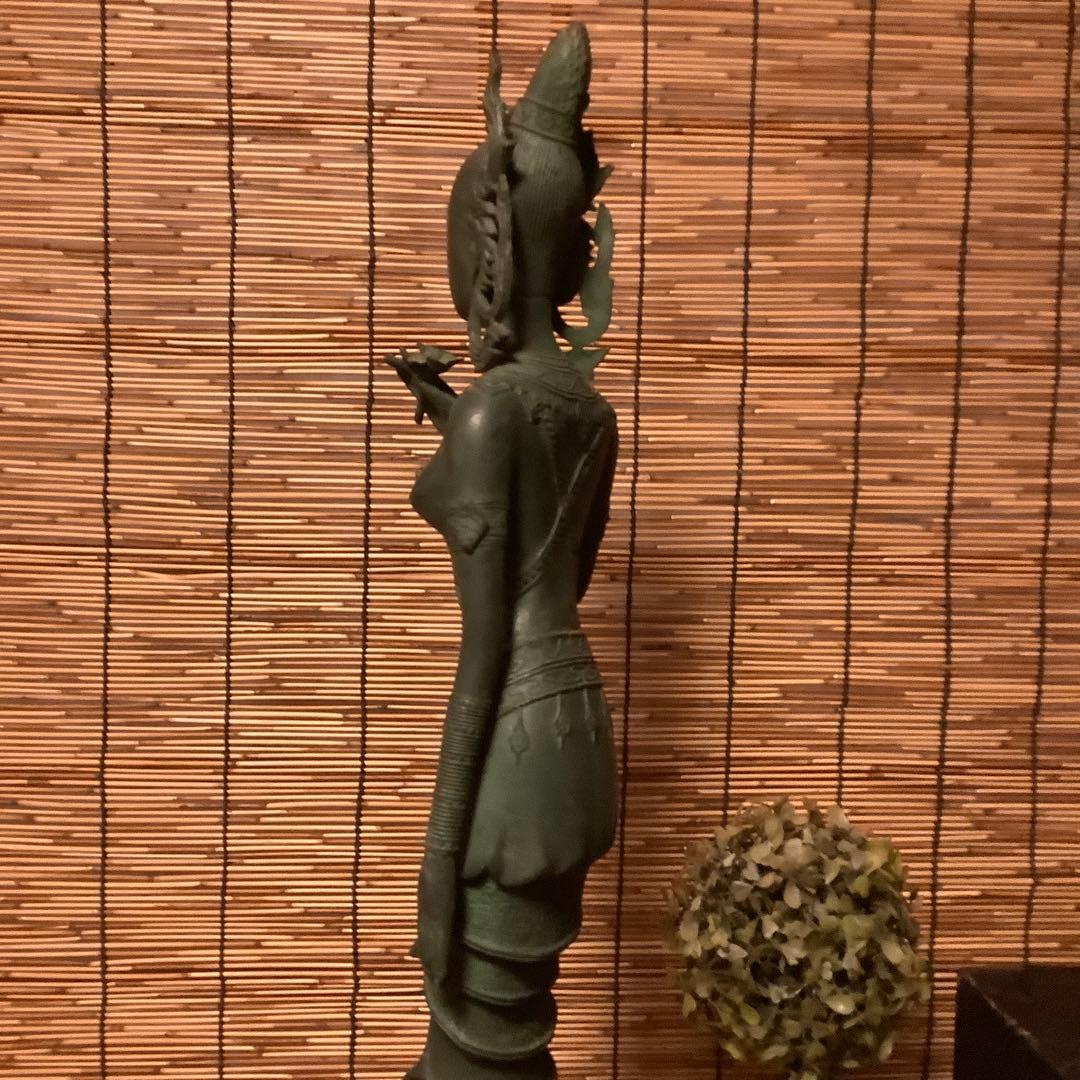 古玩・ビルマ期「女神像」土着信仰・ミャンマー・ダーミカラマ・ビルマ寺院・唐金