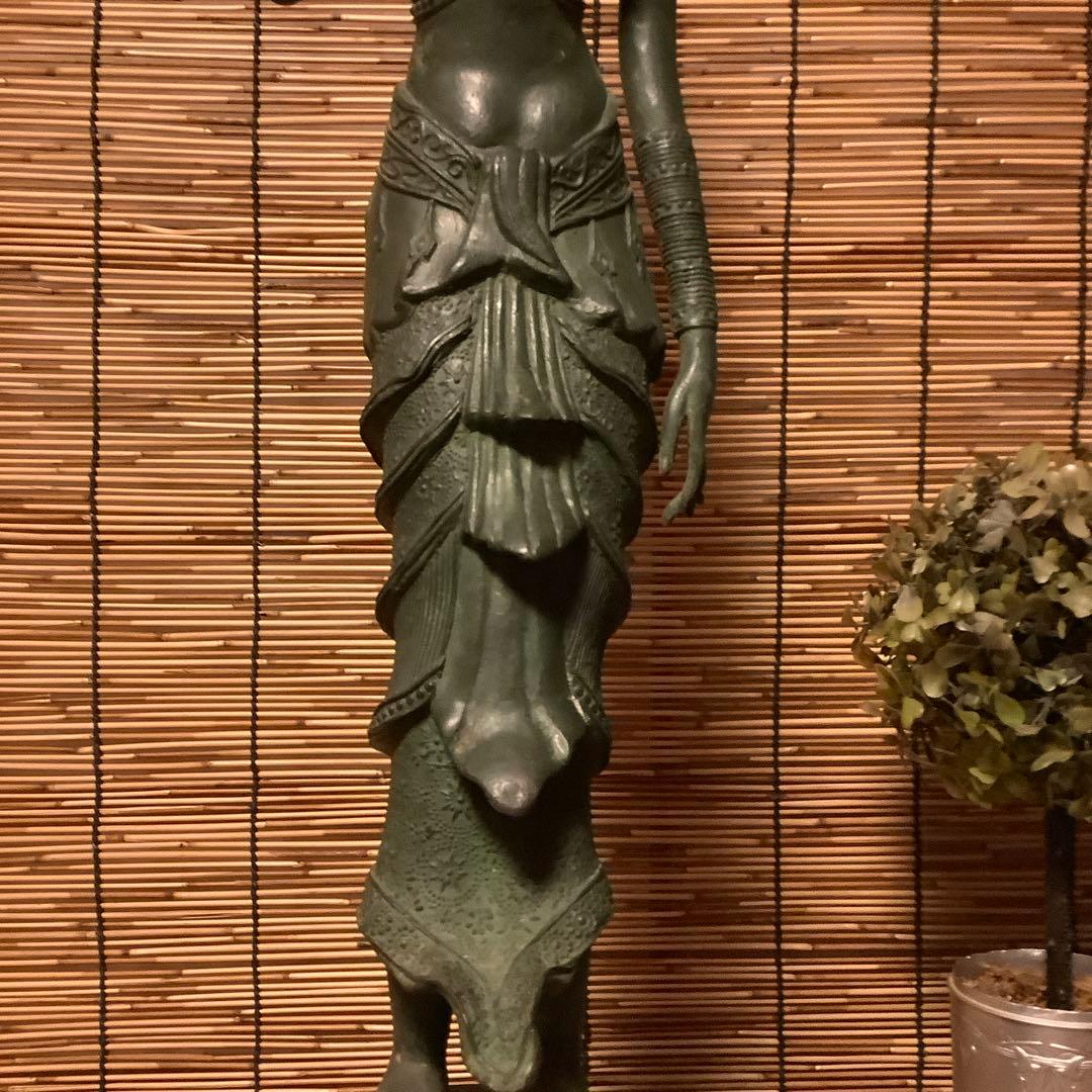 古玩・ビルマ期「女神像」土着信仰・ミャンマー・ダーミカラマ・ビルマ寺院・唐金