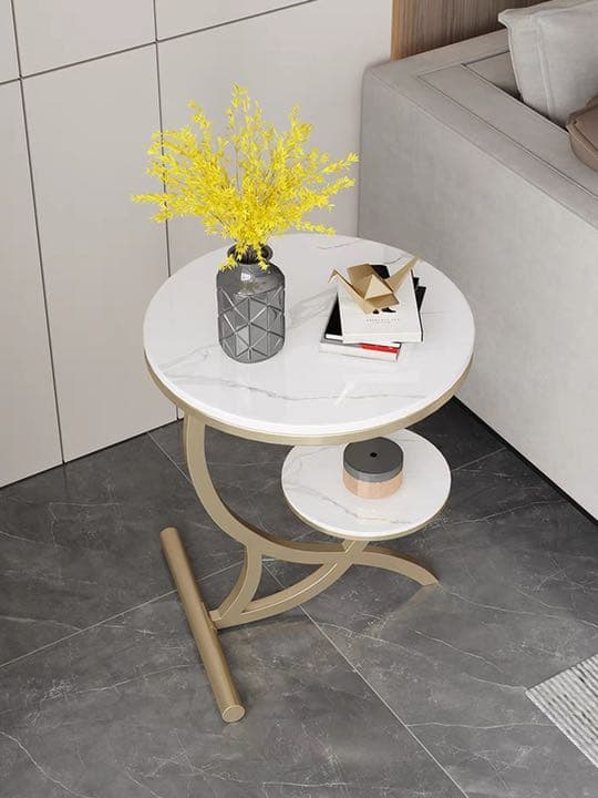 マーブル柄オシャレラウンドテーブル　センターテーブル カフェテーブル