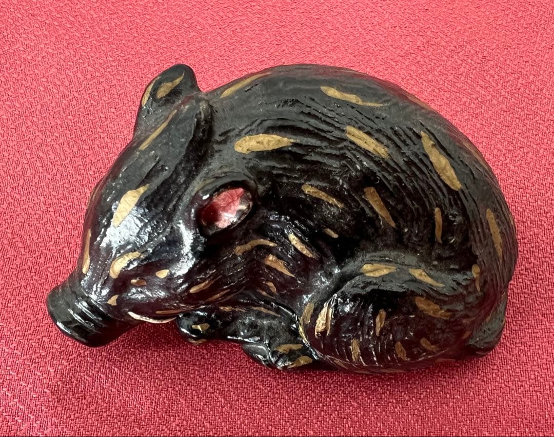 後楽園 残夢軒 御庭焼 三代窯元・坡石 干支 亥香合 箱付き 茶道具