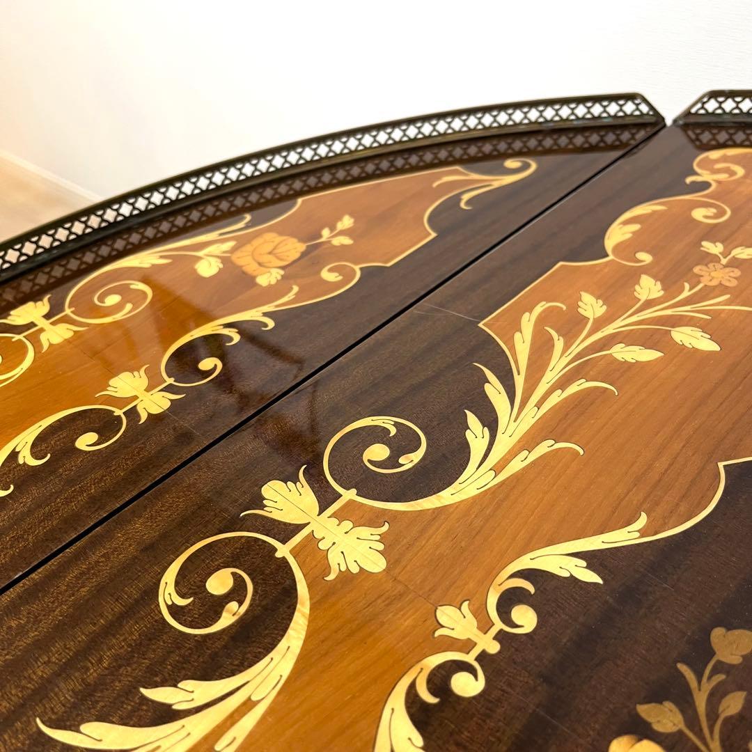 そ79【イタリア製】真鍮・薔薇リース象嵌細工 バタフライ キッチンワゴン