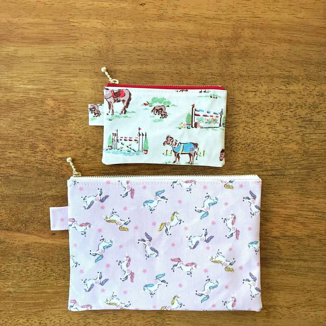 781) ハンドメイド ラミネートポーチセット ⭐︎ お馬さん