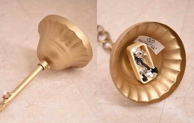 【LED付・簡単取付】8灯ゴールドカラーシャンデリア