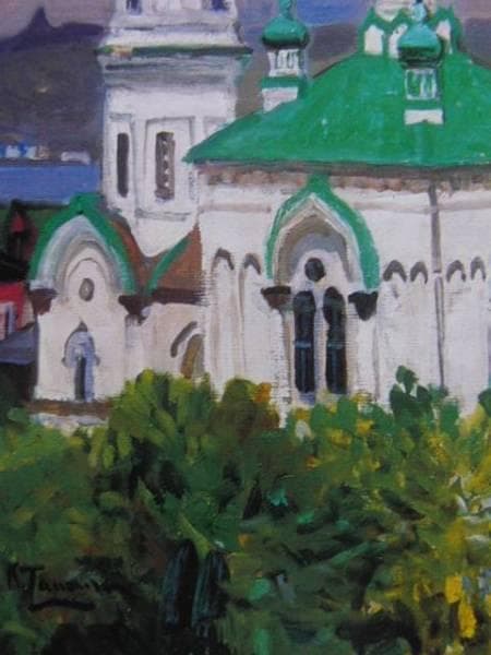 田村孝之介、【新緑の函館】、希少な大判額装用画集より、美品、日本人