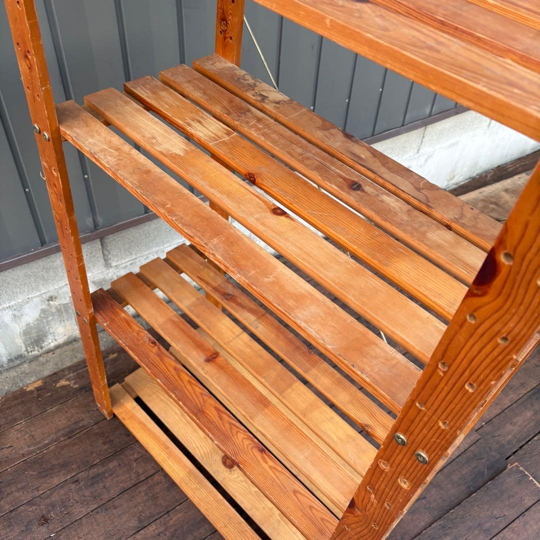 北欧レトロ 木製ラック 4段オープンシェルフ 飾り棚ビンテージ 収納棚ビンテージ