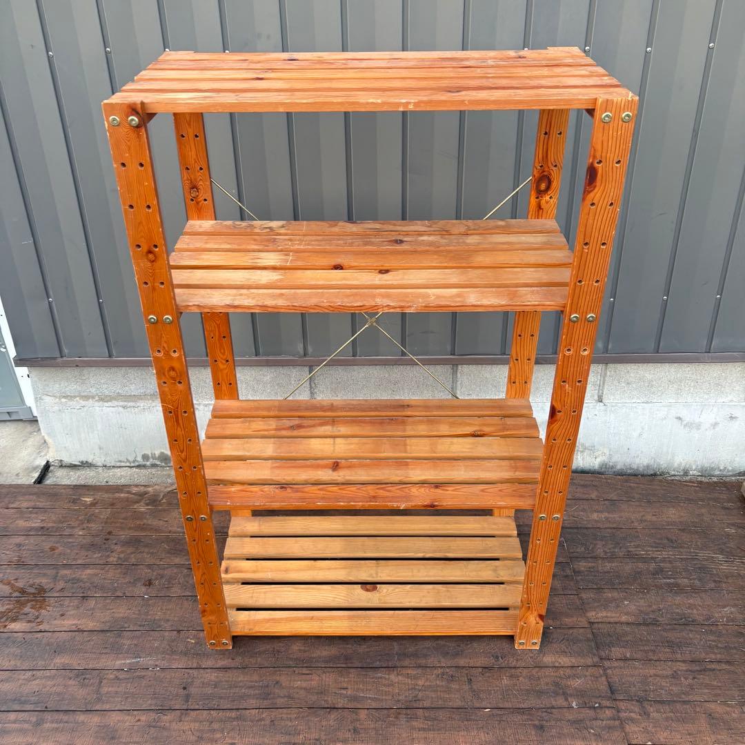 北欧レトロ 木製ラック 4段オープンシェルフ 飾り棚ビンテージ 収納棚ビンテージ