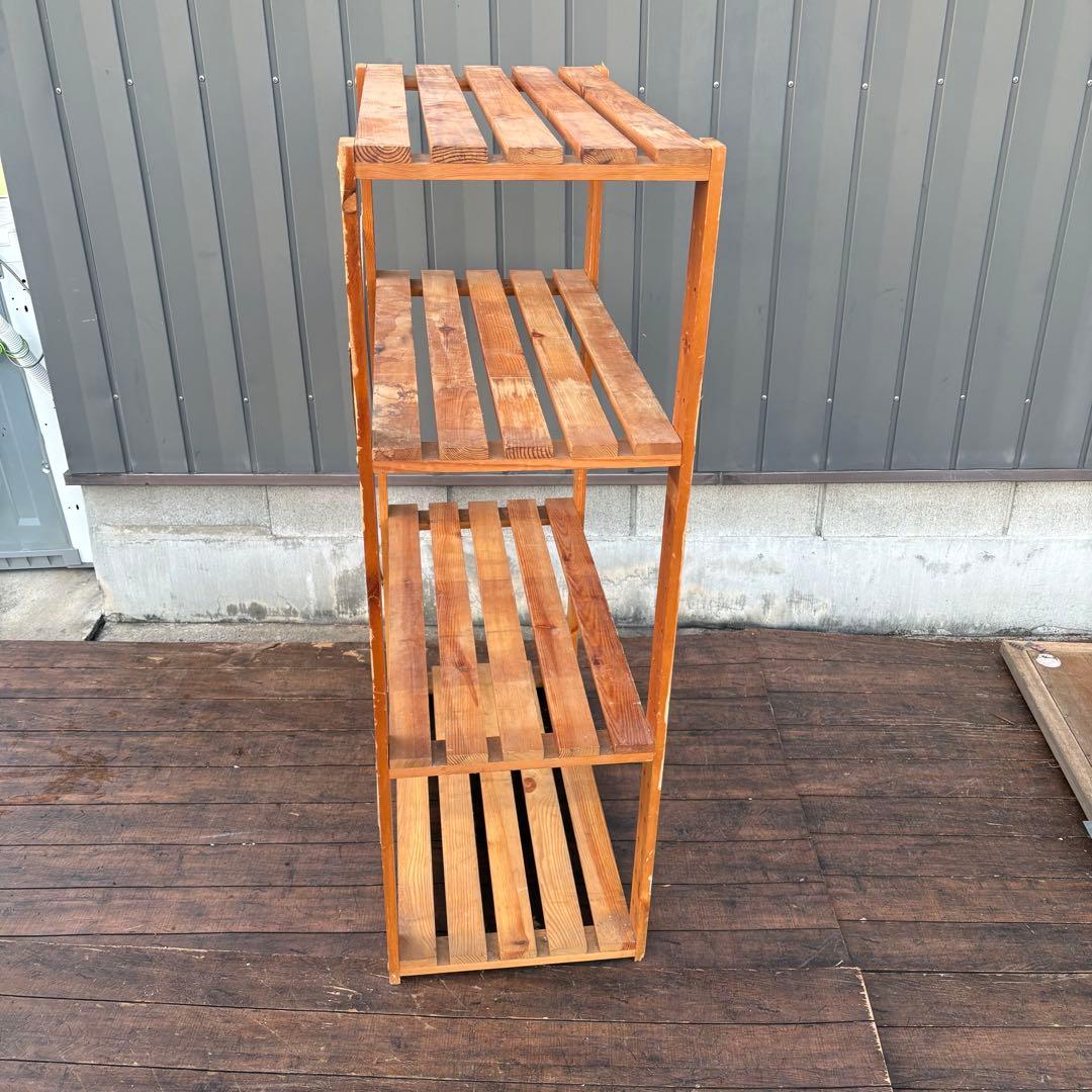 北欧レトロ 木製ラック 4段オープンシェルフ 飾り棚ビンテージ 収納棚ビンテージ