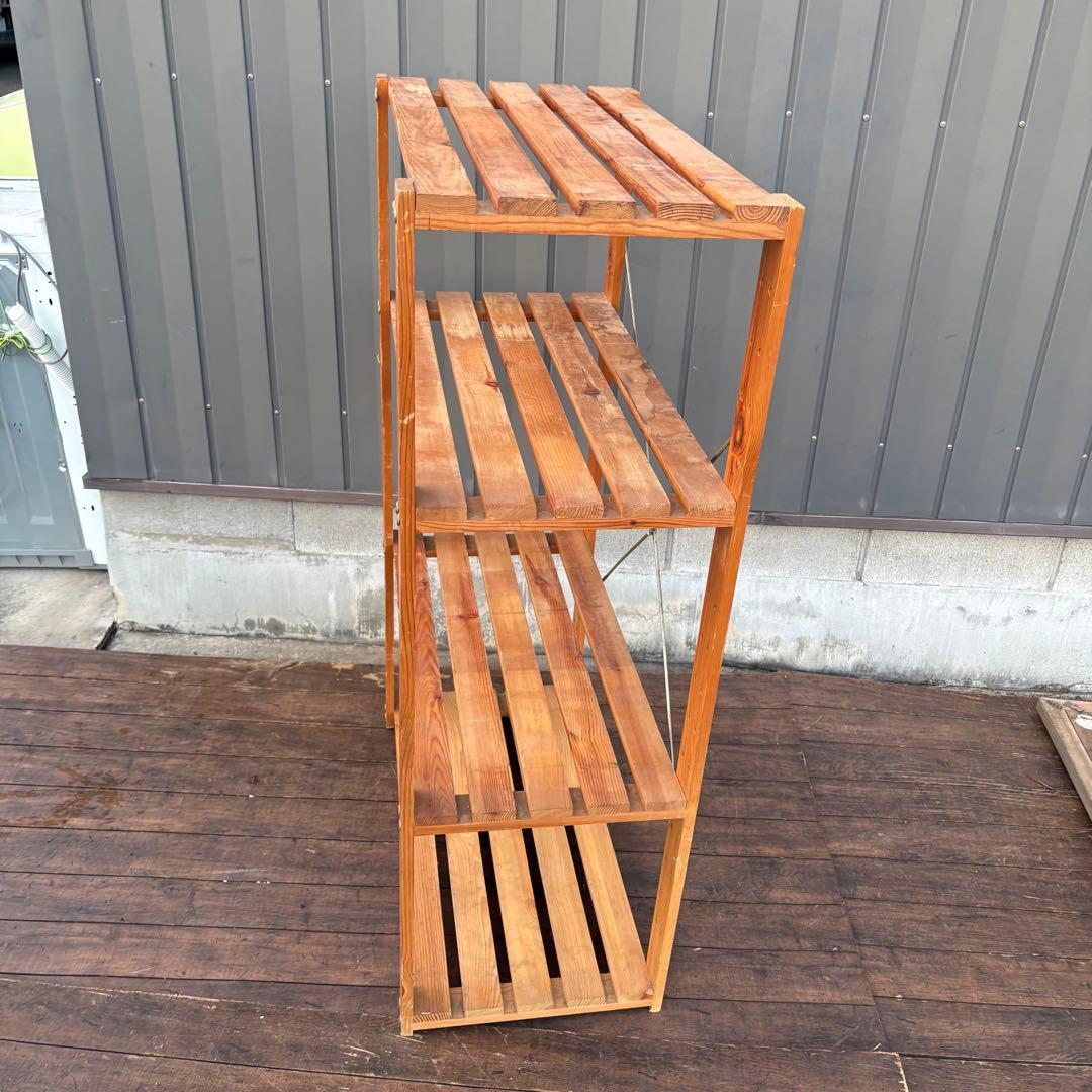 北欧レトロ 木製ラック 4段オープンシェルフ 飾り棚ビンテージ 収納棚ビンテージ