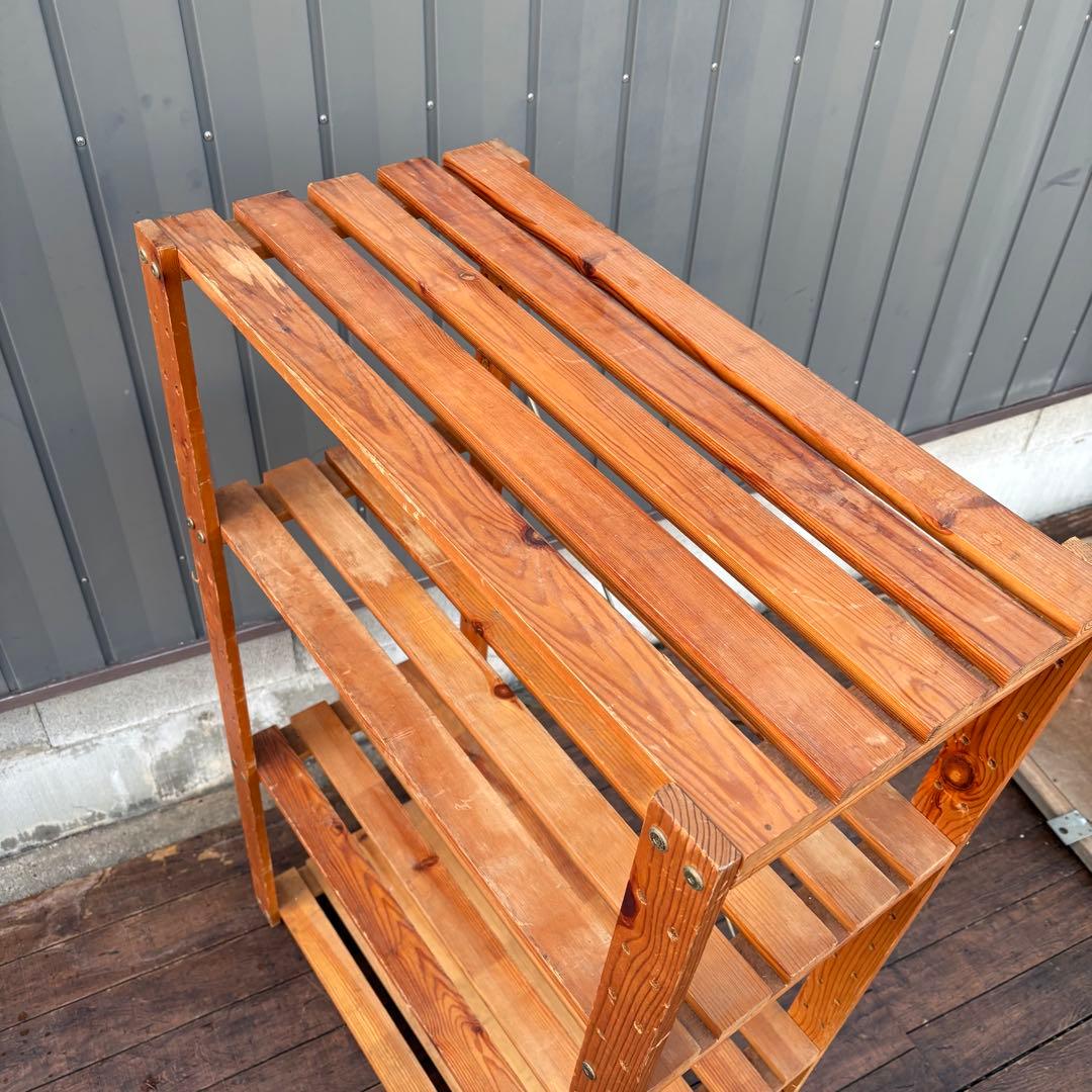 北欧レトロ 木製ラック 4段オープンシェルフ 飾り棚ビンテージ 収納棚ビンテージ