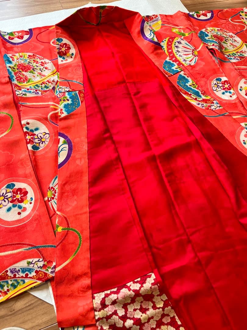七五三　正絹　四つ身　お祝い着　アンティーク　子供着物