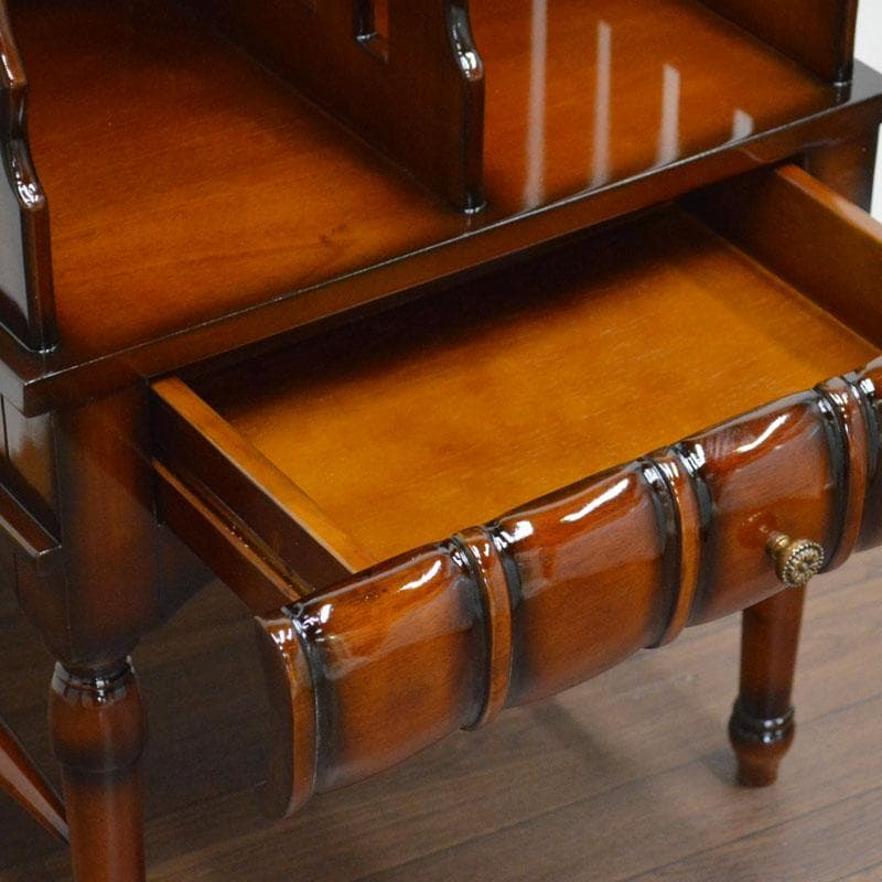 マホガニー ベッドサイドテーブル ミニ本棚 完成品 ナイトテーブル アンティーク