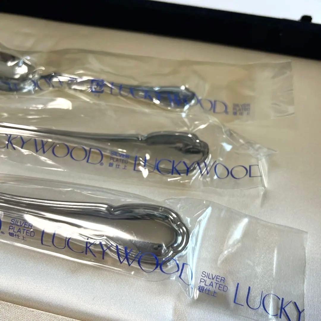 LUCKY WOOD カトラリー５客用 25本　ステンレス シルバーレーク