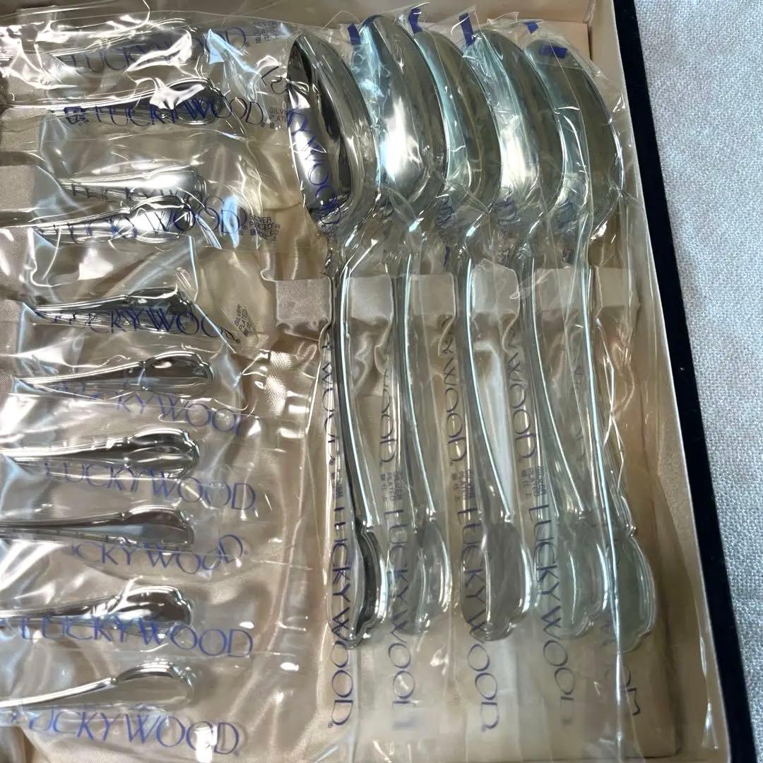 LUCKY WOOD カトラリー５客用 25本　ステンレス シルバーレーク