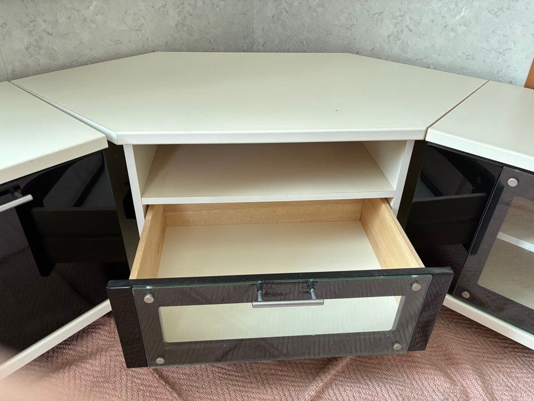 コーナー テレビ台 ブラック ホワイト