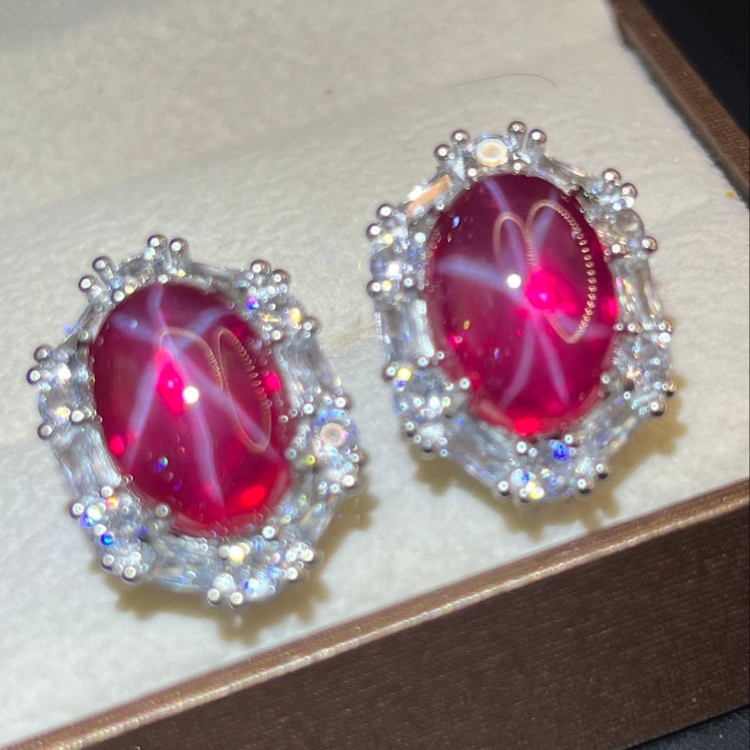 ミャンマー産大粒 七色のルビー3点セット海外鑑定書付ペンダント+リング+ピアス