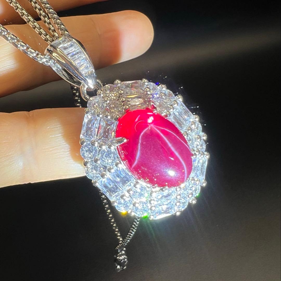 ミャンマー産大粒 七色のルビー3点セット海外鑑定書付ペンダント+リング+ピアス