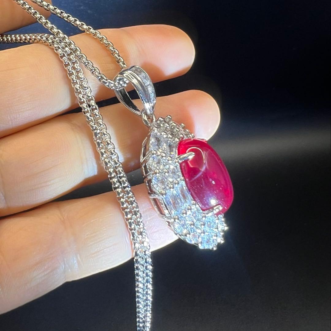 ミャンマー産大粒 七色のルビー3点セット海外鑑定書付ペンダント+リング+ピアス