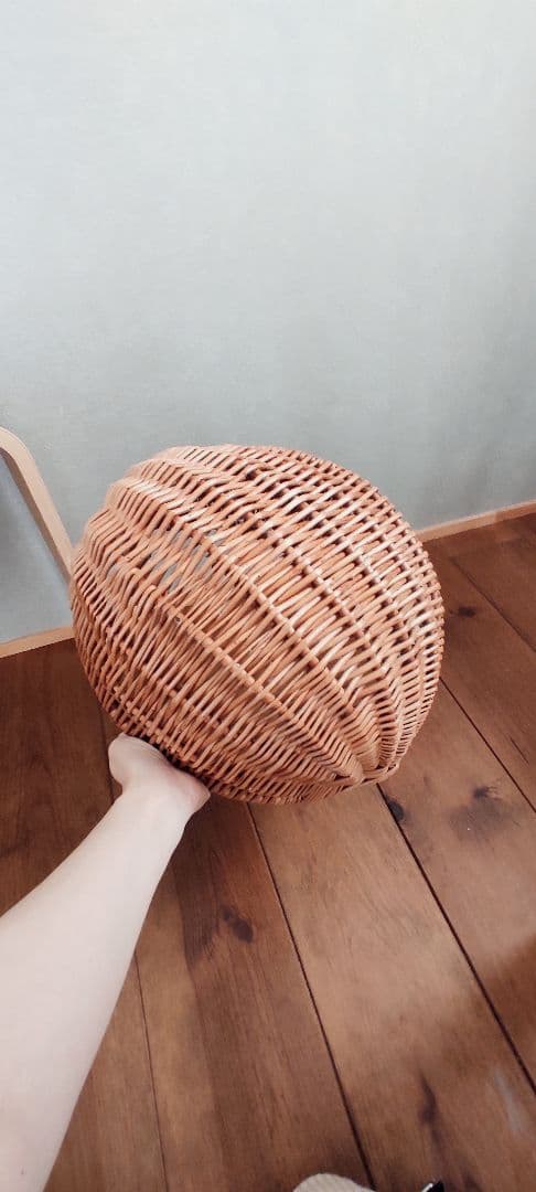 籐製丸型かご　収納かご　大