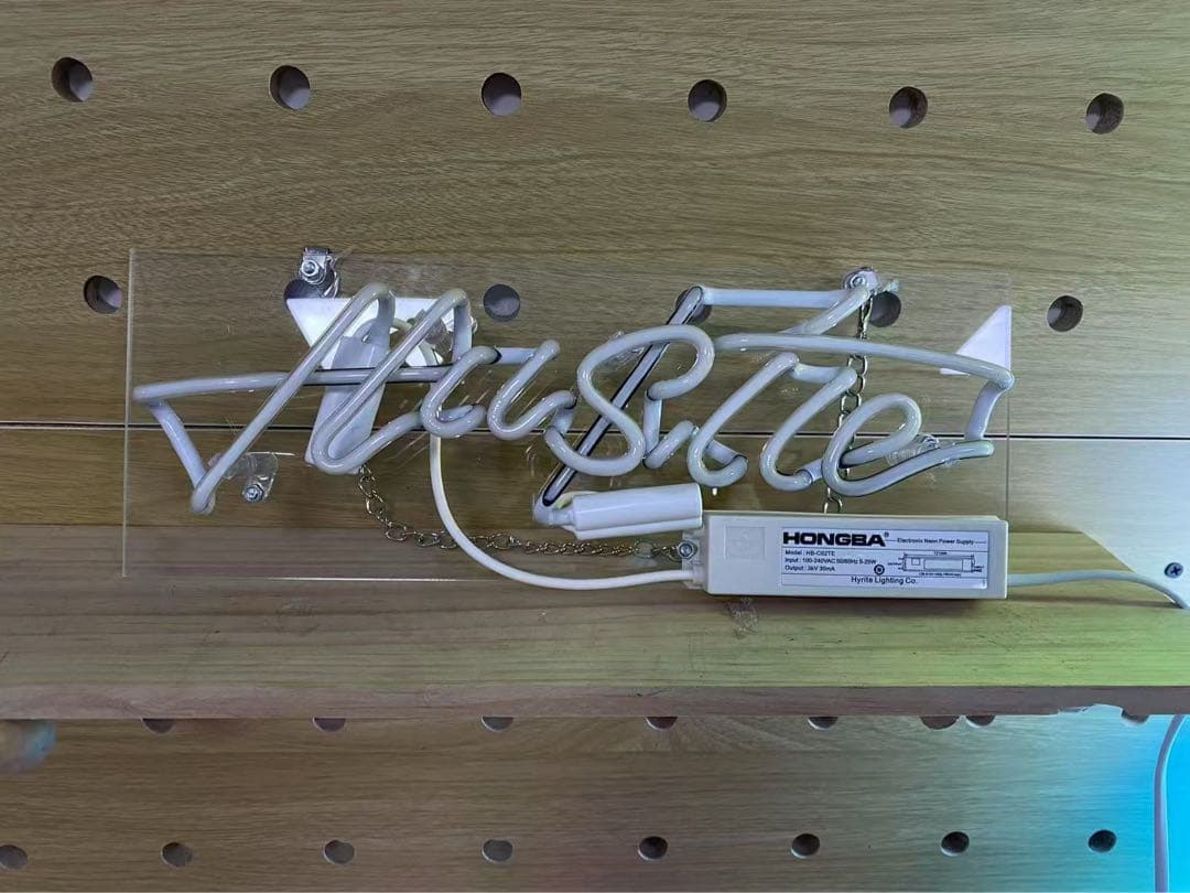 オリジナル　ブルー　LED ネオン管　Hustle 看板 壁掛け インテリア