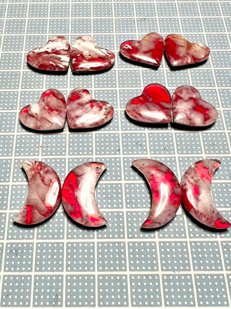 プルームアゲート　ダブレット　レッド　14kgfピアス