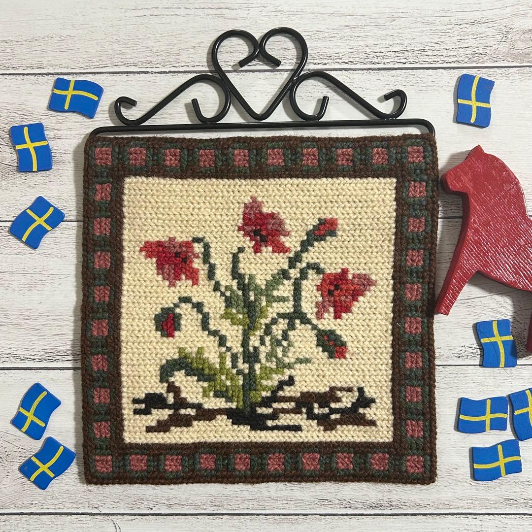 北欧ヴィンテージ ツヴィスト刺繍 タペストリー 壁掛け スウェーデン