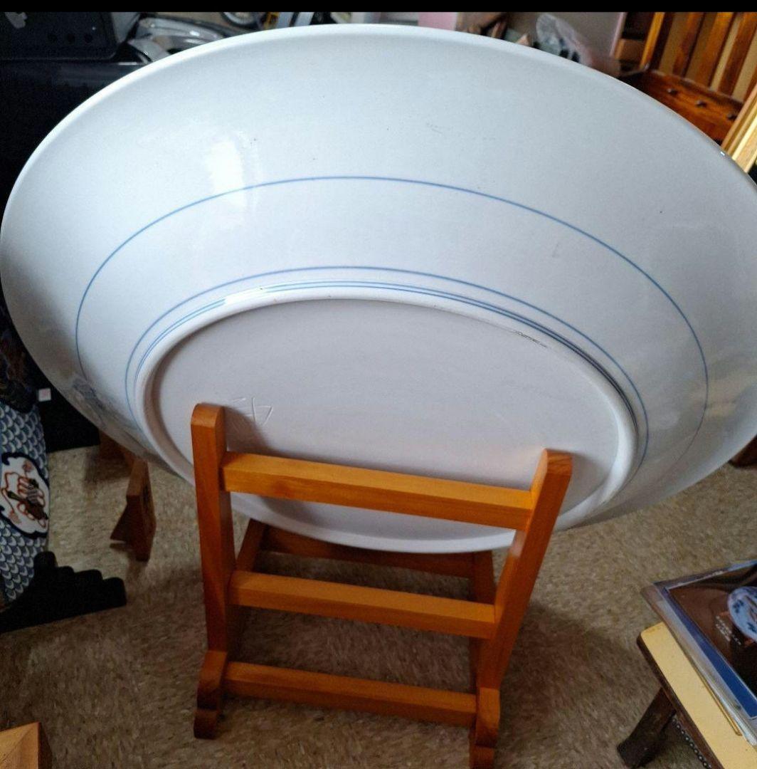 有田焼　染付松鯉絵三尺大皿　神右衛門