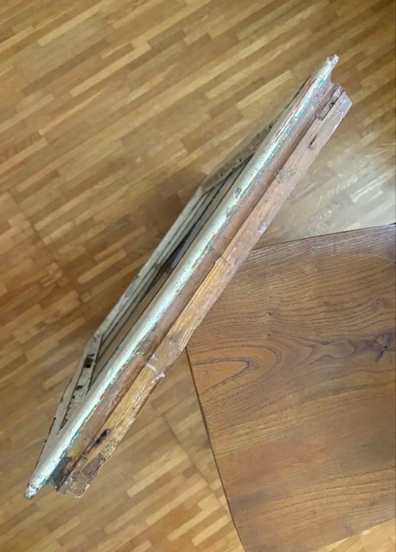 【最終価格】ステンドグラス ダイヤモンド型　窓枠 アンティーク　シャビーシック