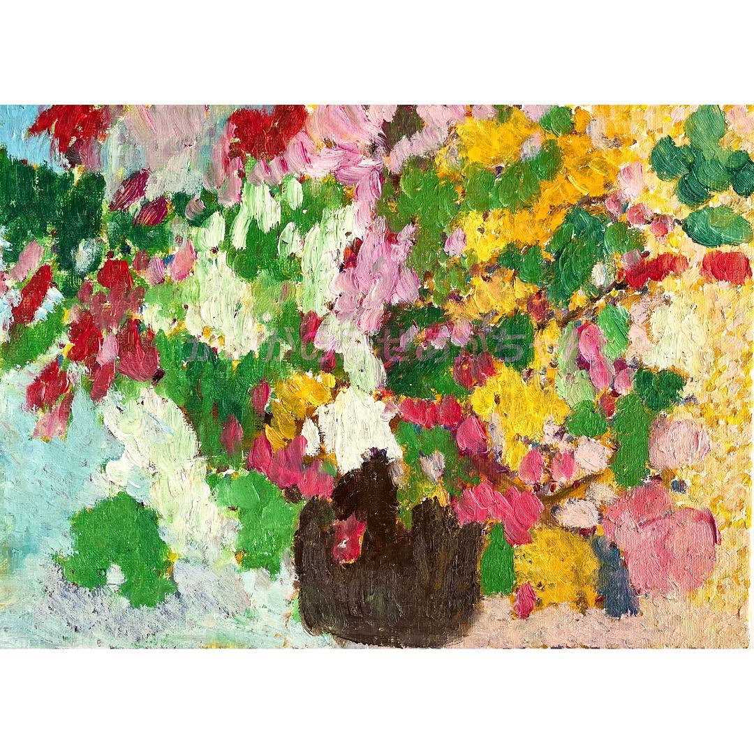 24×32㎝「花瓶の花」油彩・F4