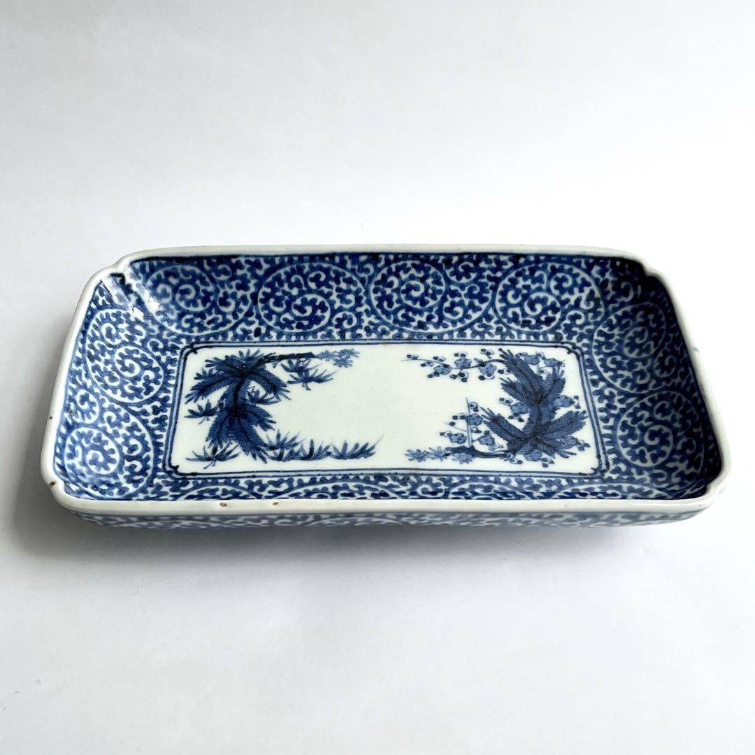 江戸中期 古伊万里 奇玉宝鼎之珍 染付 松竹梅 蛸唐草文 長角皿 - メルカリ