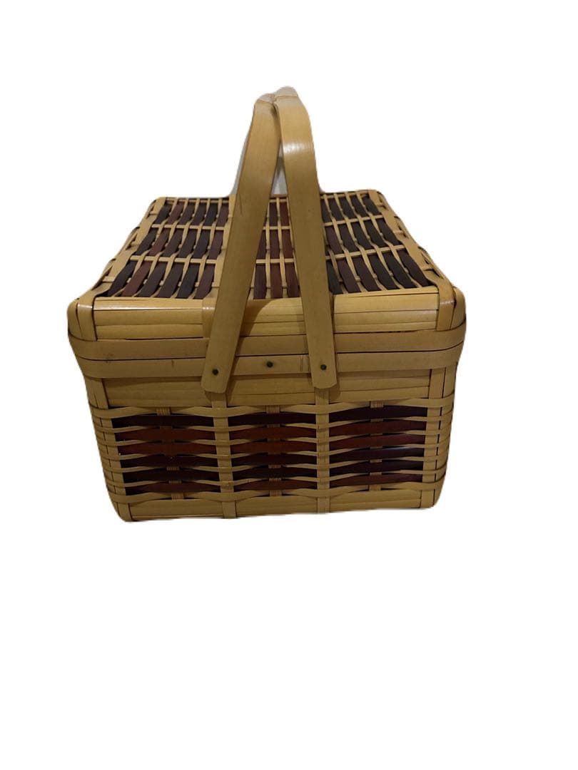 【新品未使用】【レトロ】竹製オープンバスケット 27x21x14.5cm