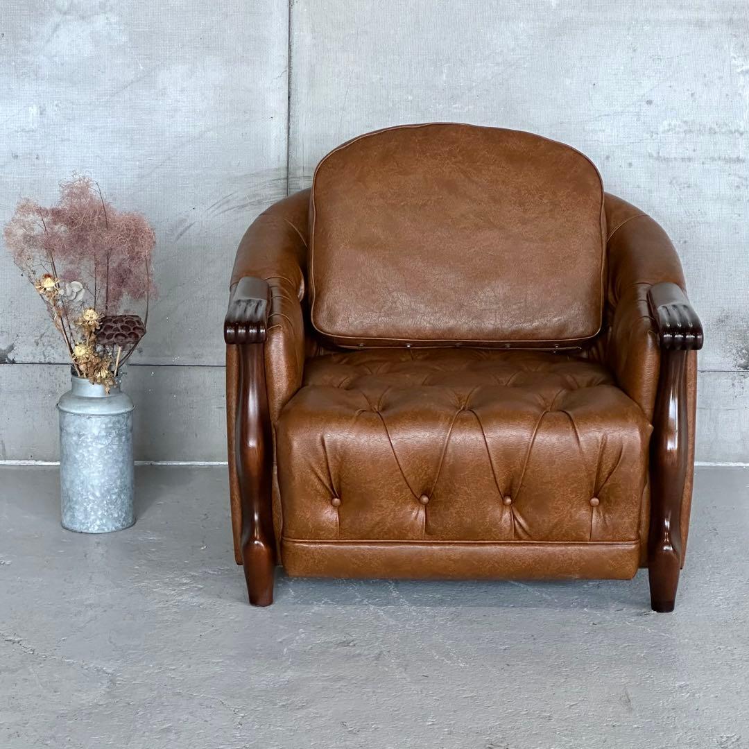 ★マルニ木工★ベルサイユ｜マキシマムシリーズ 1Pソファ｜PVCレザー ロゴ無①