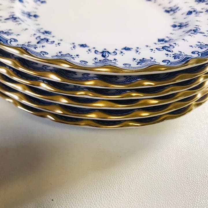 スポード  フルールドリスブルー　デザートプレート６枚セット