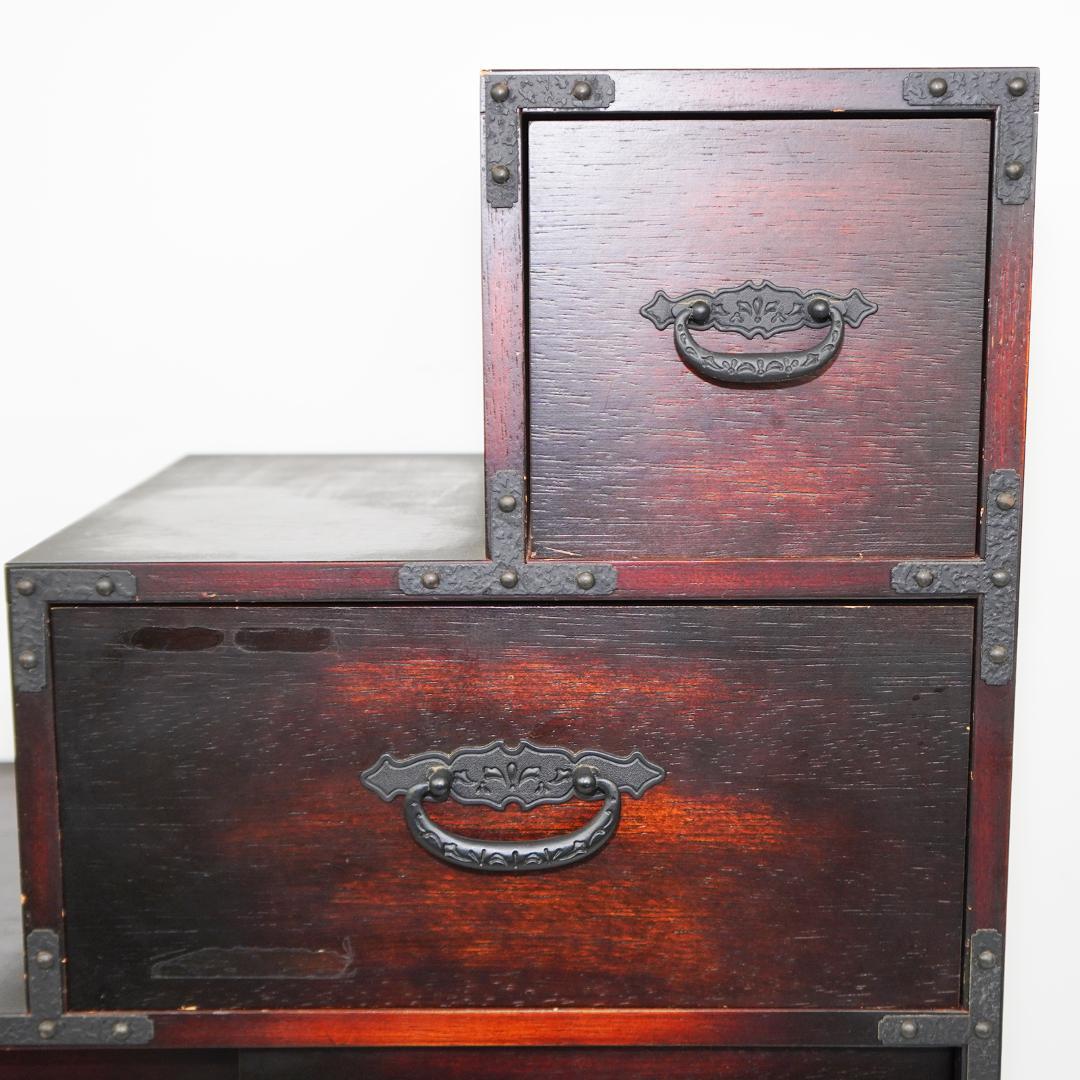 階段 箪笥 コンパクト アンティーク 桐 ミニ タンス 飾り棚