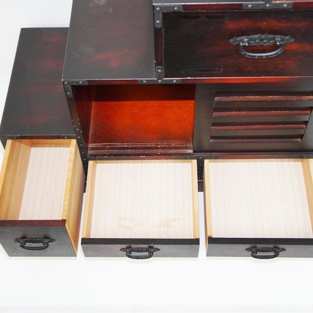 階段 箪笥 コンパクト アンティーク 桐 ミニ タンス 飾り棚